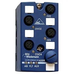 ASi Digital I/O Module, IP67, M12, 4I/4O Bihl+Wiedemann BWU3032