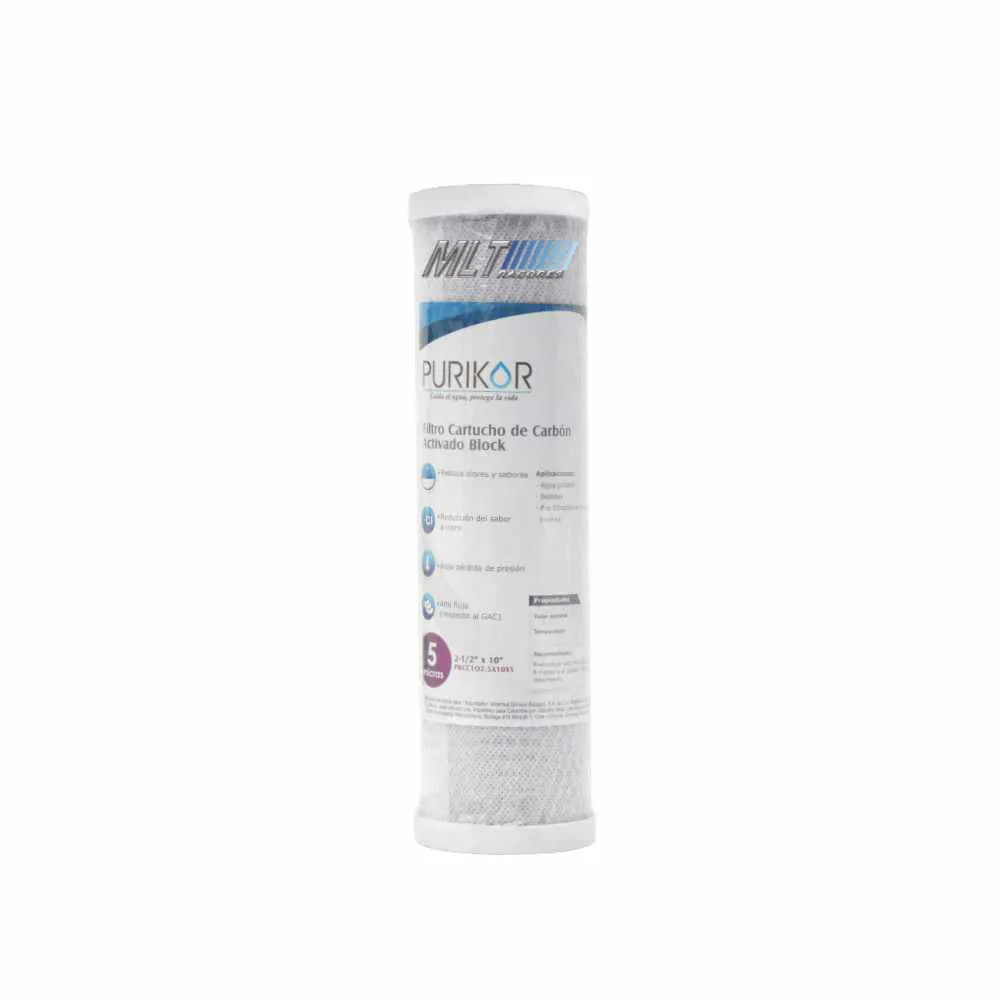Filtro cartucho carbón en bloque 2.5X10X5 purikor