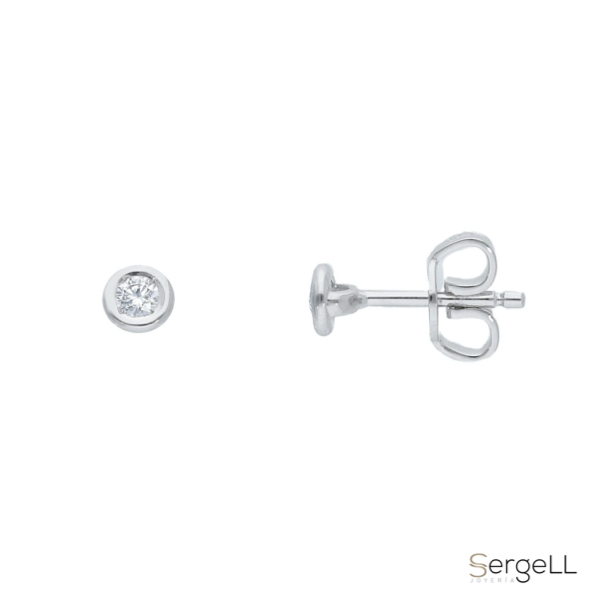 Pendiente diamante hombre con círculo de oro blanco 18k Kasos - Imagen 3