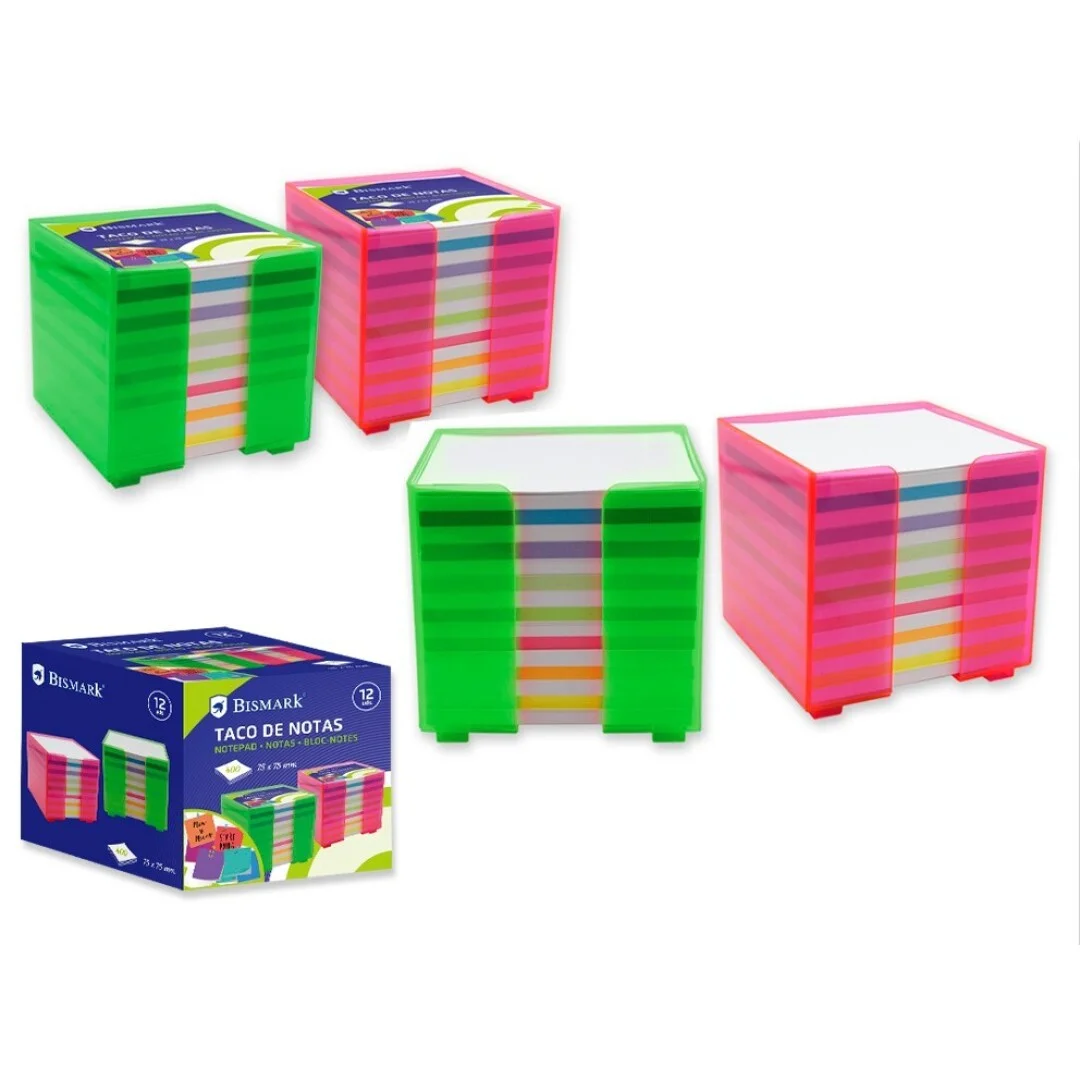 TACO NOTAS 400 HOJAS RAINBOW 75*75 C/ CAJA PVC - Imagen 2